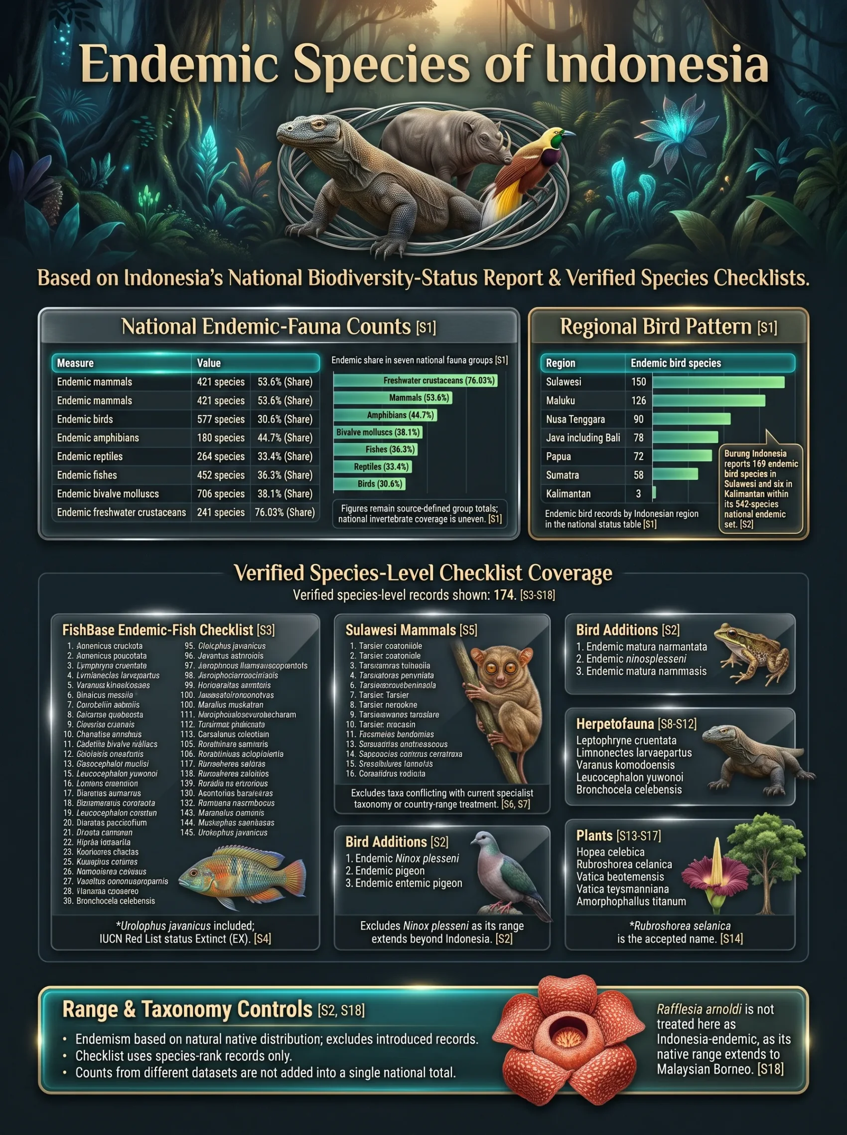 Indonesian endemic species illustration showcasing unique wildlife found only in Indonesia.