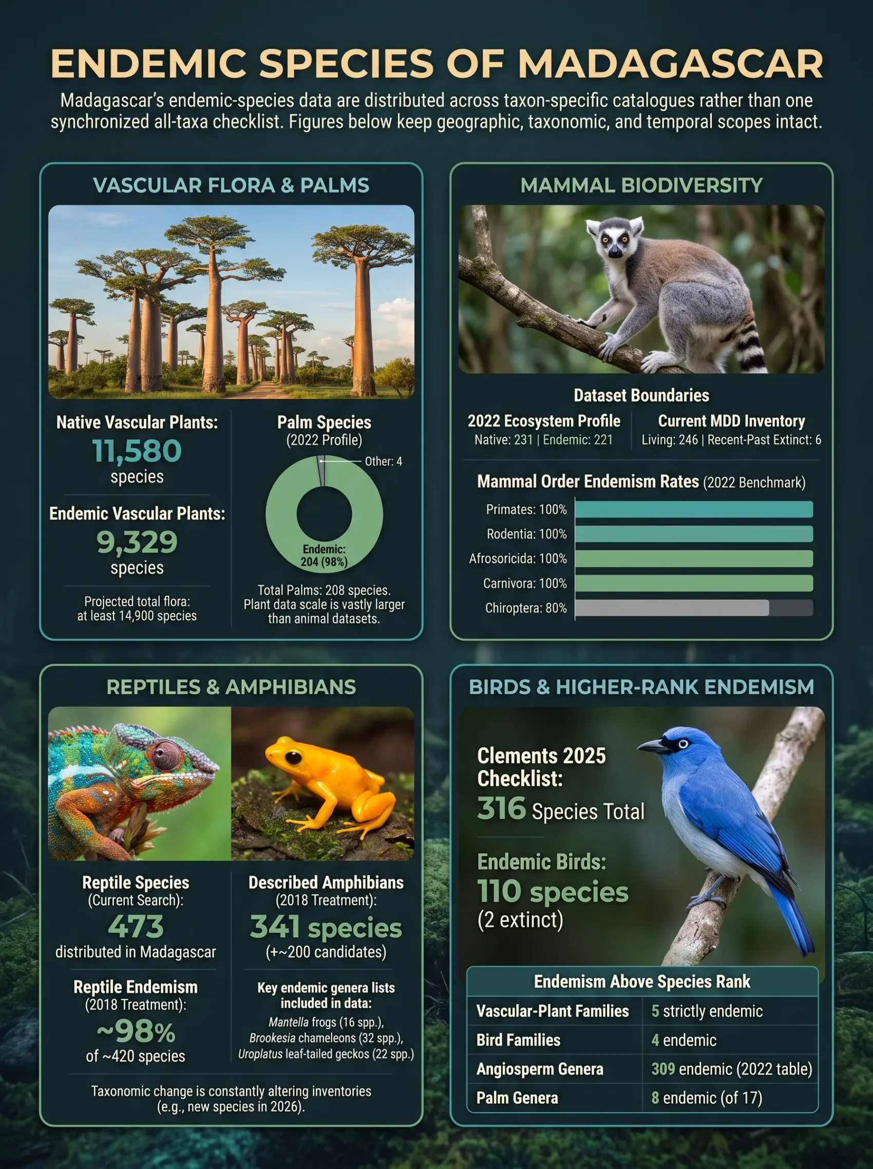 Madagascar's unique endemic species, including diverse flora and fauna found nowhere else on Earth.